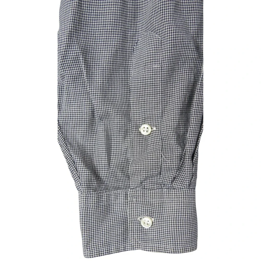 VTG Polo Ralph Lauren Dress Shirt Mens 2XLT Gray Houndstooth Cotton Button Down